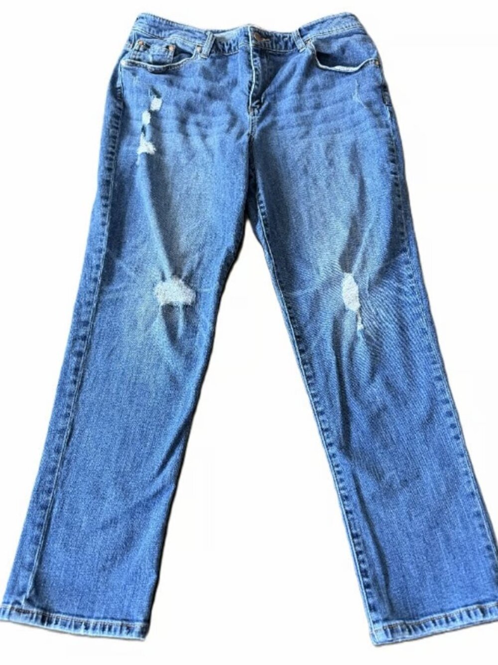 Chico's Platinum Women’s Skimmer Jeans Lightly Distressed Size 2